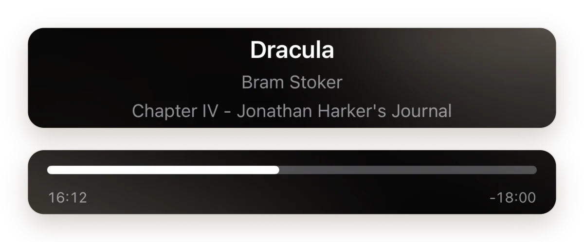 The VerbaViva player for Dracula, Chapter IV, at 16:12 with 18 minutes left in the chapter.