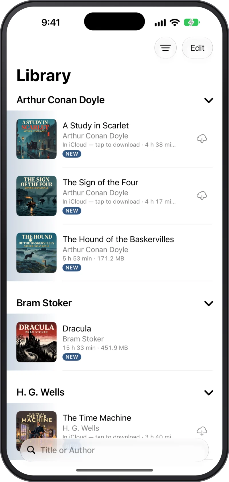 The VerbaViva library on an iPhone with Dracula, just added to iCloud Drive.